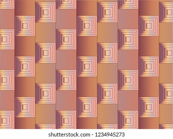 Square Metal Shiny Geometric Pattern Original Vector Design. Polygonal Seamless Stylish Ornament. Modern Repeat Design. Original Rectangle Seamless Pattern in Gradient Brown Colors