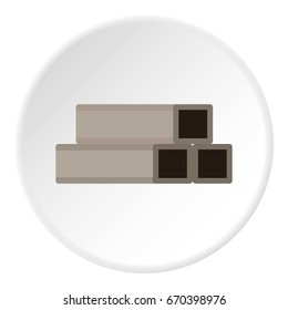 Square metal tubes icon in flat circle isolated vector illustration for web