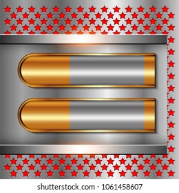 The square metallic Background and two gold-metallic rounded banners