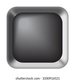 A square metallic icon isolated on a white background