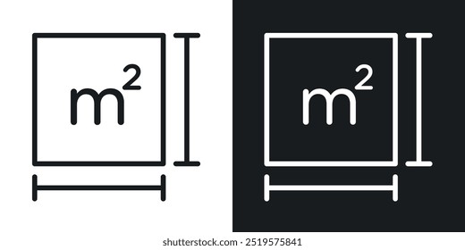 Icono blanco y negro del metro cuadrado.