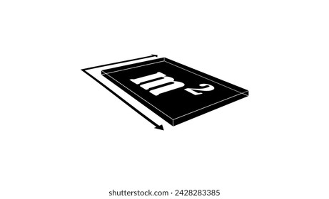 Square meter emblem, black isolated silhouette