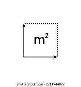 square meter icon. area m2 sign. vector illustration isolated on white background.