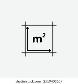 Icono del metro cuadrado aislado en el fondo blanco