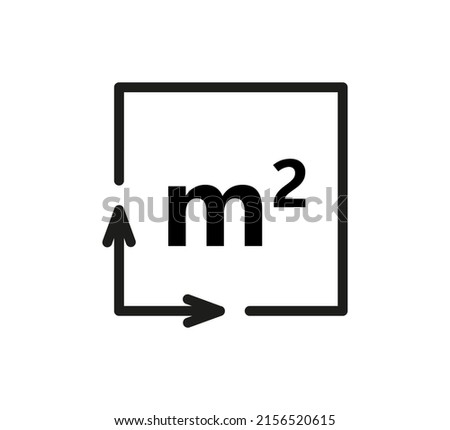 Square Meter icon. M2 sign. Flat area in square metres . Measuring land area icon. Place dimension pictogram. Vector outline illustration isolated on white background.