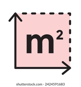 square meter icon, m2, vector illustration 