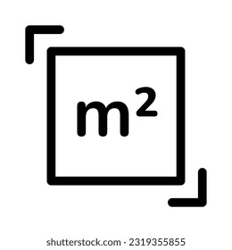 Square Meter Icon on White Background