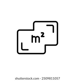 Square Meter icon. Place dimension outline pictogram. Flat area in square meters. Measuring house area. M2 line sign. Vector illustration isolated on white background.