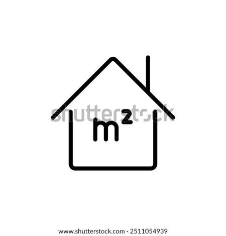 Square Meter icon. Place dimension outline pictogram. Flat area in square meters. Measuring house area. M2 line sign. Vector illustration isolated on white background.
