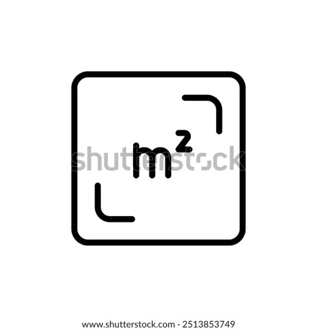 Square Meter icon. Place dimension outline pictogram. Flat area in square meters. Measuring house area. M2 line sign. Vector illustration isolated on white background.