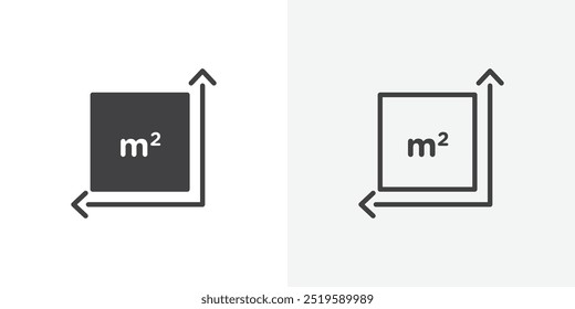 Square Meter icon. solid filled and stroke thin line style eps 10