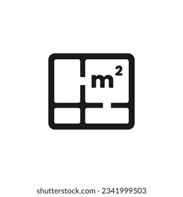 square meter icon or square meter symbol vector isolated. Best square meter icon vector for mobile apps, websites, area design element, and more.