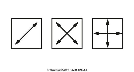 Square meter, size area inside m2 icon set. Measuring surface dimension sign. Measure of place with length and width arrow. Quantity square metre of space. Vector illustration