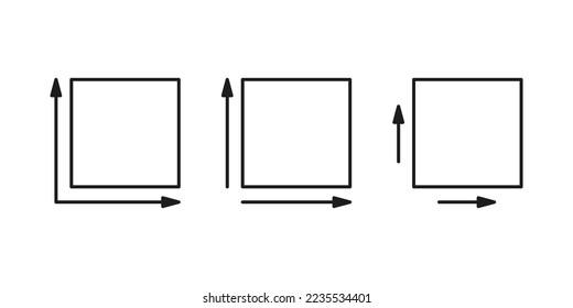 Square meter, size area m2 icon set. Measuring surface dimension sign. Measure of place with length and width arrow. Quantity square metre of space. Vector illustration