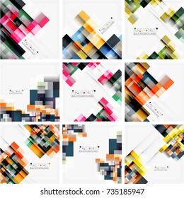 Square minimal hi-tech message backgrounds, vector set