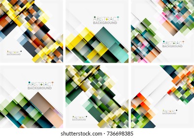 Square minimal hi-tech message backgrounds, vector set