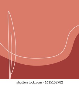 Square minimalistic background with a leaf drawn by hand. Modern vector illustration.