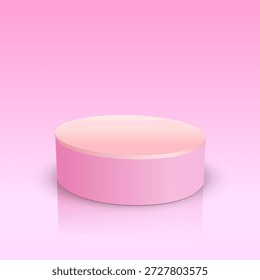 Montagem quadrada com pódio cilíndrico rosa fosco sobre fundo rosa pastel macio. Estética feminina calma para cuidados com a pele, produtos de maquiagem, visuais de mídias sociais, promoções de beleza e marca de estilo de vida.