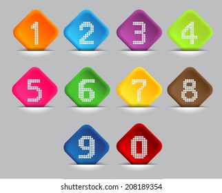 square modern colorful numbers set. 