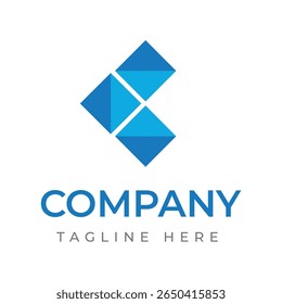 square Modern and minimalist corporate logo with abstract shape. Ideal for professional businesses, startups, technology companies, consulting firms, or brand identity design. Clean vector