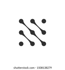 Square Molecule Vector logo design element. Connected dots Abstract shape. Stock Vector illustration isolated on white background.