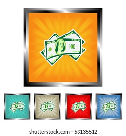 Square money vector buttons
