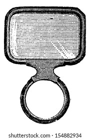 Square Monocle, vintage engraved illustration. Usual Medicine Dictionary - Paul Labarthe - 1885. 