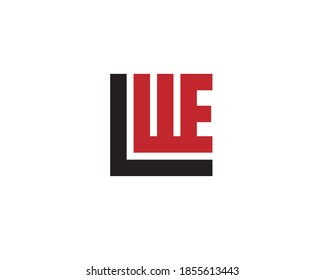 square monogram anagram lettermark logo of letter l w e 