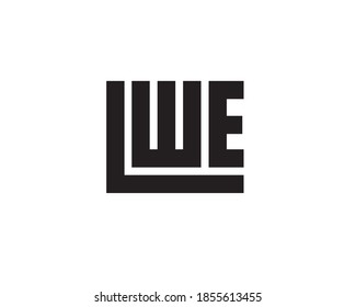 square monogram anagram lettermark logo of letter l w e 