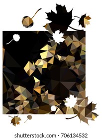 Square mosaic background with maple leaves silhouettes. Vector clip art.