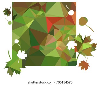 Square mosaic background with maple leaves silhouettes. Vector clip art.