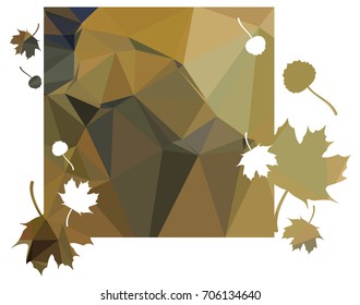 Square mosaic background with maple leaves silhouettes. Vector clip art.