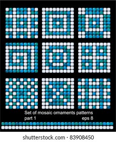 square mosaic pattern backgrounds set - classic geometric ornaments