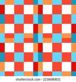 Square mosaic tiles vector seamless pattern. Colorful Squares mosaic geometric background. Modern quadrilateral shapes grid.