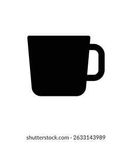 Icono de taza cuadrada con recorte de mango para diseño moderno de bebidas