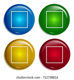 Square multi color gradient glossy badge icon set. Realistic shiny badge icon or logo mockup