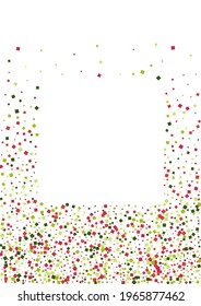 Square multi color Paper Wallpaper. Top Rhombus Frame. Red Rain Dot Mosaic. Confetti Color Texture.