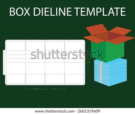 Square Multi death cardboard box 5x5x6 inch dieline template. Design Editable Vectoe File. "Box" can be used for a variety of purposes. Some of its common uses are:Packaging