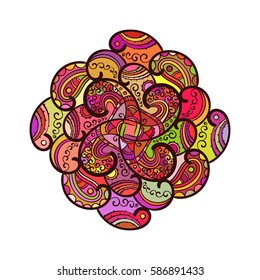Square multicolored mandala, Isolated design element, Vector illustration