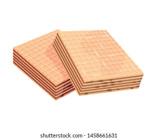Square multilayer waffles. Vector illustration on white background.