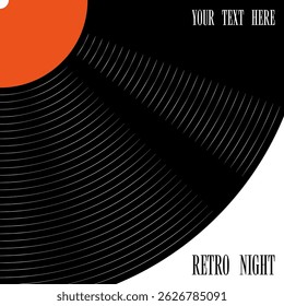 Square music banner template for vinyl record cover design. Obsolete storage medium for recording music and audio files. Vector isolated on white background