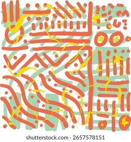 Square Naive Abstract Raw Hand Drawn Poster Walldecor Artsy Pattern