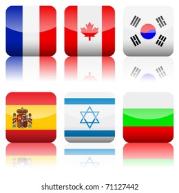 Square National Flag Set On A White Background. Vector Illustration.