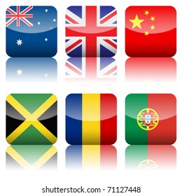 Square National Flag Set On A White Background. Vector Illustration.