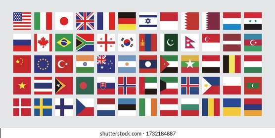 square national flag set vector 