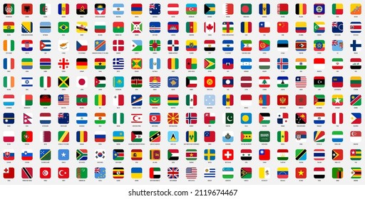 Square national flags of World countries