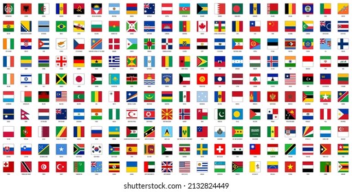 Square national flags of World countries