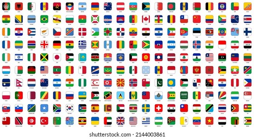 Square national flags of World countries