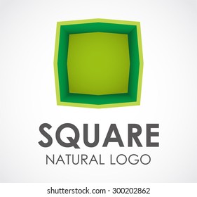 Square natural green abstract vector logo design template bio business icon ecology company identity symbol concept