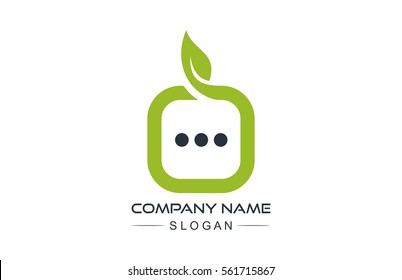 square natural leaf chat logo